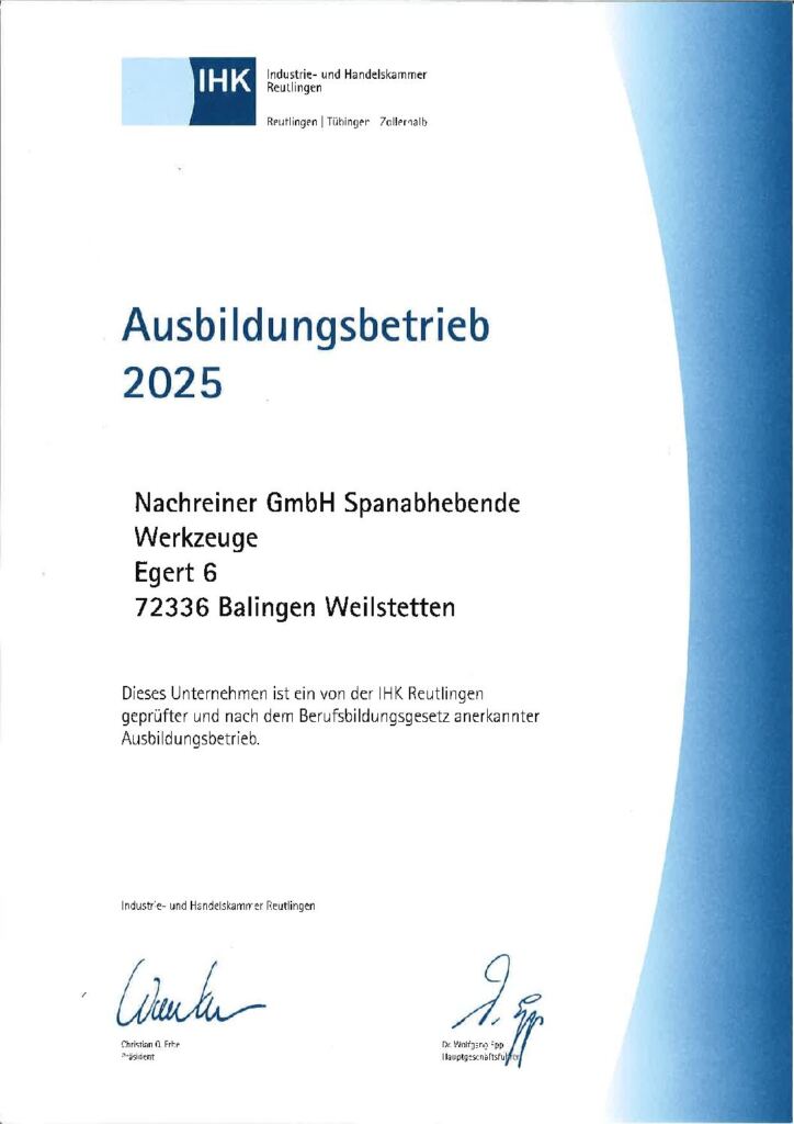 IHK Ausbildungsbetrieb - Nachreiner GmbH in Balingen-Weilstetten